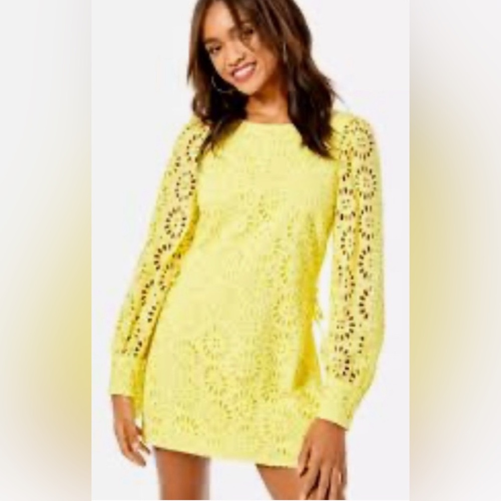 Lilly Yellow Eyelet Romper Dress